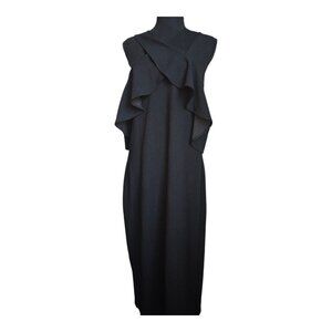 New-Rachel Roy - Black Criss Cross Cold Shoulder ruffle top A-Line Midi Dress